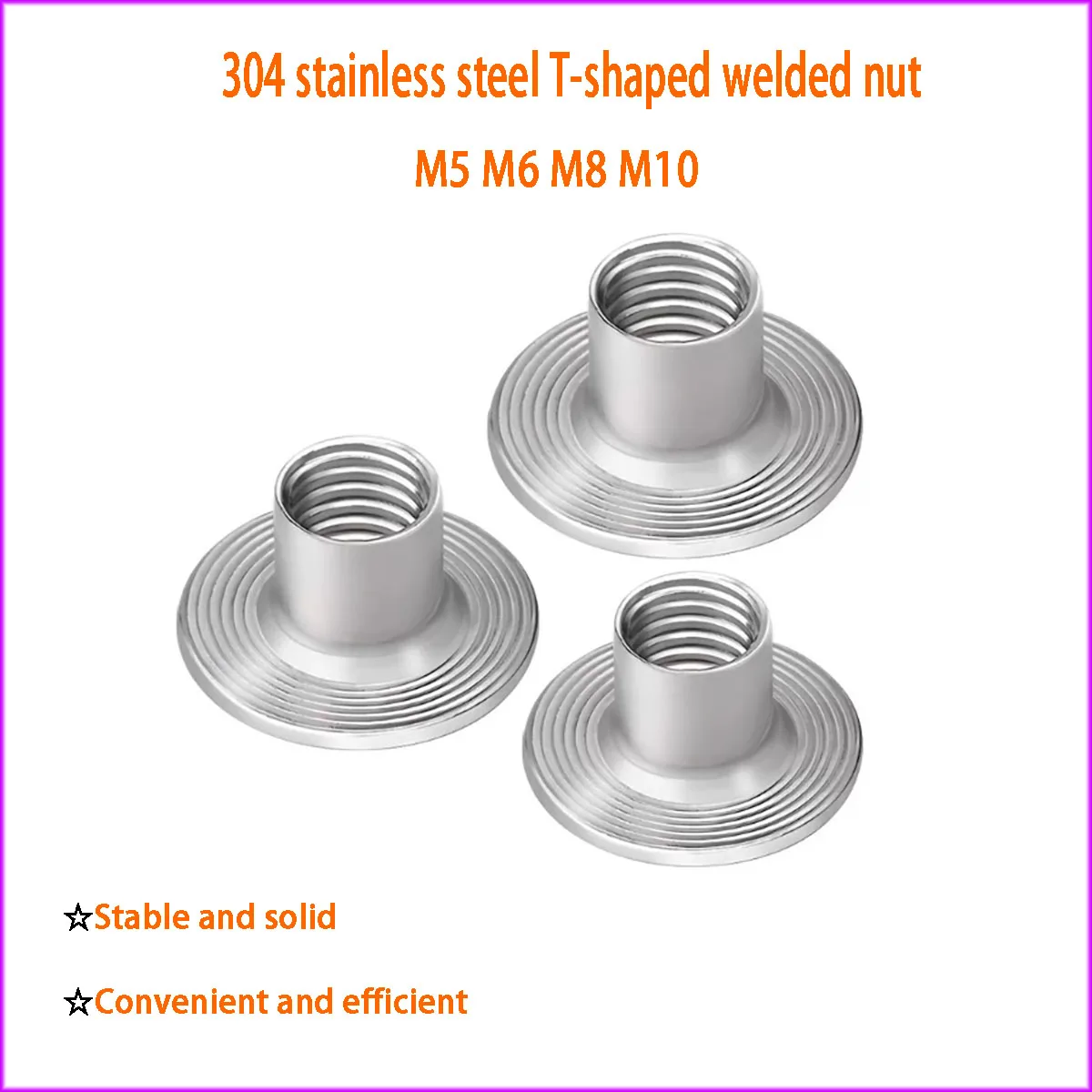 304 Stainless Steel T-Type Weld Nut Lock Connection Iron Plate Nut Hardware Fastener M5-M10
