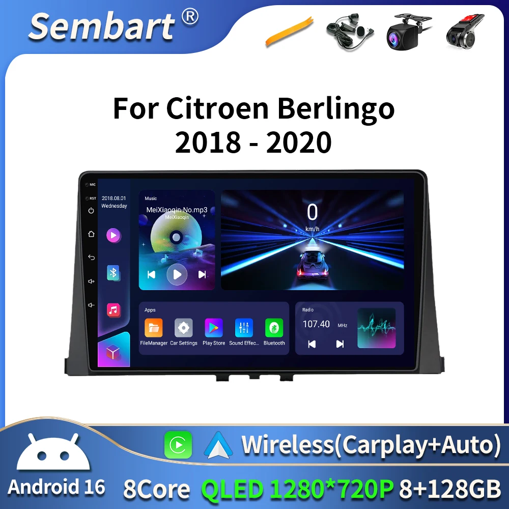Reproductor Multimedia de Radio para coche Android 16, para Citroen Berlingo 2018, Peugeot Partner, Peugeot Rifter 2020, Opel Combo NO 2din