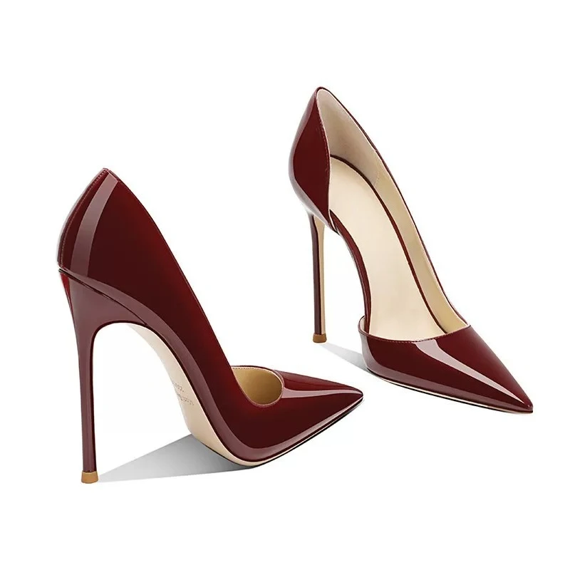2026 Fashion Side Empty High Heels Women's Stiletto 12cm Shallow Mouth Sexy Pointed Temperament Single Shoes