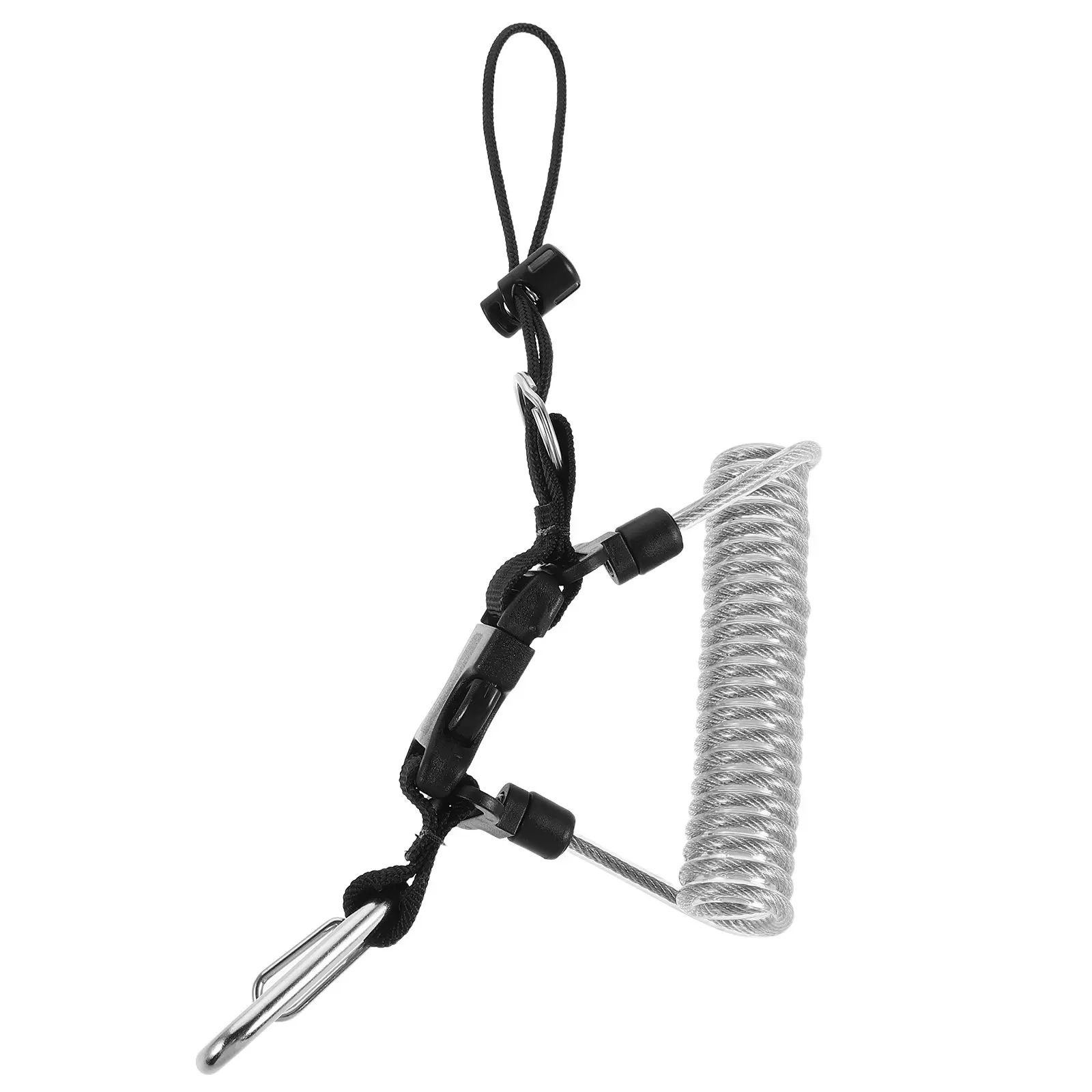 Diving Lanyard with Clip Retractable Spring Coiled Safety Tether Stainless Steel Quick Release for Underwater Camera Scuba
