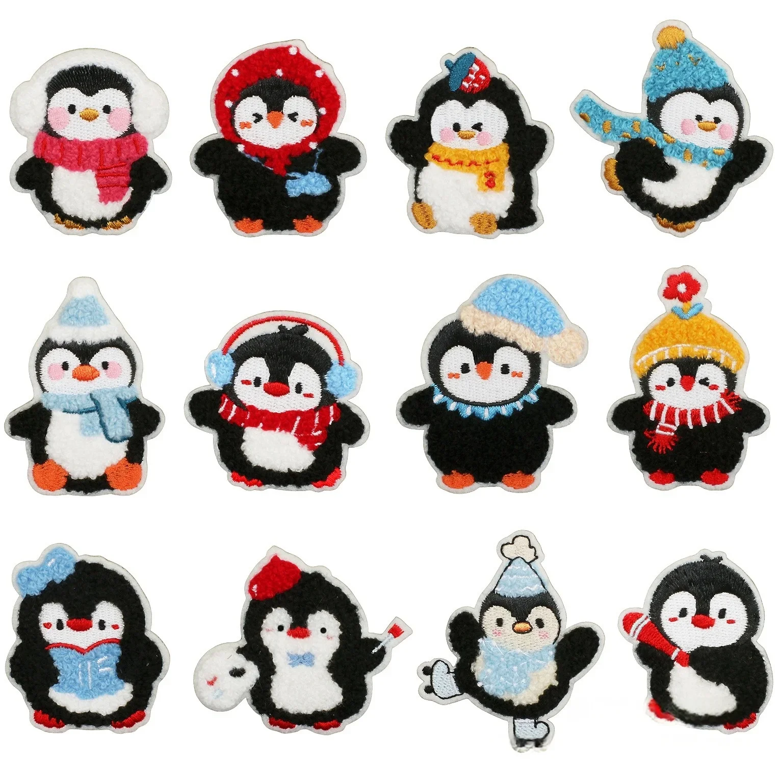 1/10PCS Set Painter Skates Patch Sticker Ironing Bag/hat/cloth Cartoon Penguin Embroidery Cloth Hat Penguin Clothing Decorative