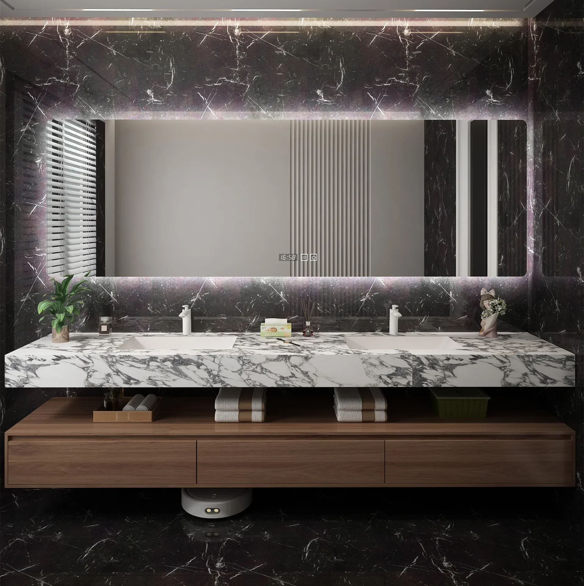 Bathroom furniture light extravagant rock panel ceramic integrated basin bathroom cabinet wash basin cabinet combination toilet