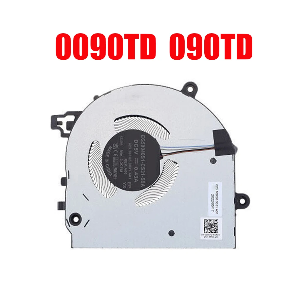 

Laptop CPU Fan For DELL For Latitude 5330 0090TD 090TD EG50040S1-CS31-S9A 023.100Q6.0031 A01 DC5V 0.43A 4PIN