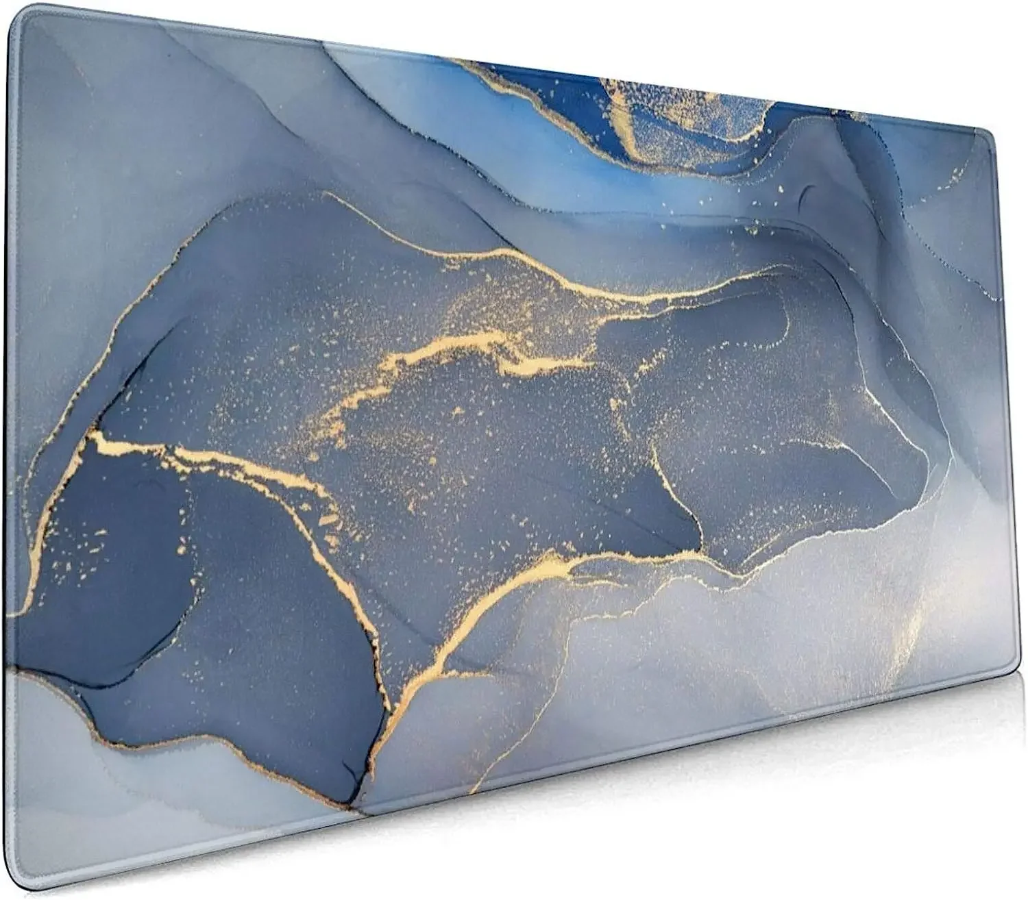 

Abstract Marble Extended Mouse Pad 35.4x15.7 Inch Gold Blue Grey Marbled XXL Non-Slip Rubber Base Large Mousepad