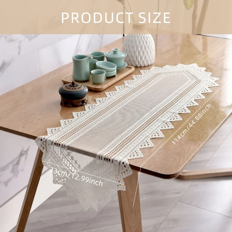 White Hand Crocheted Lace Table Doilies, 2Pack Cotton Table Runners for Sophisticated Dining Decoration