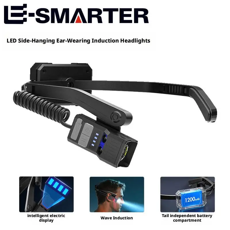 

Перезаряжаемая светодиодная фара с технологией датчика ушей, сильный свет, литиевая батарея, уличный фонарик для ночного бега, рыбалки