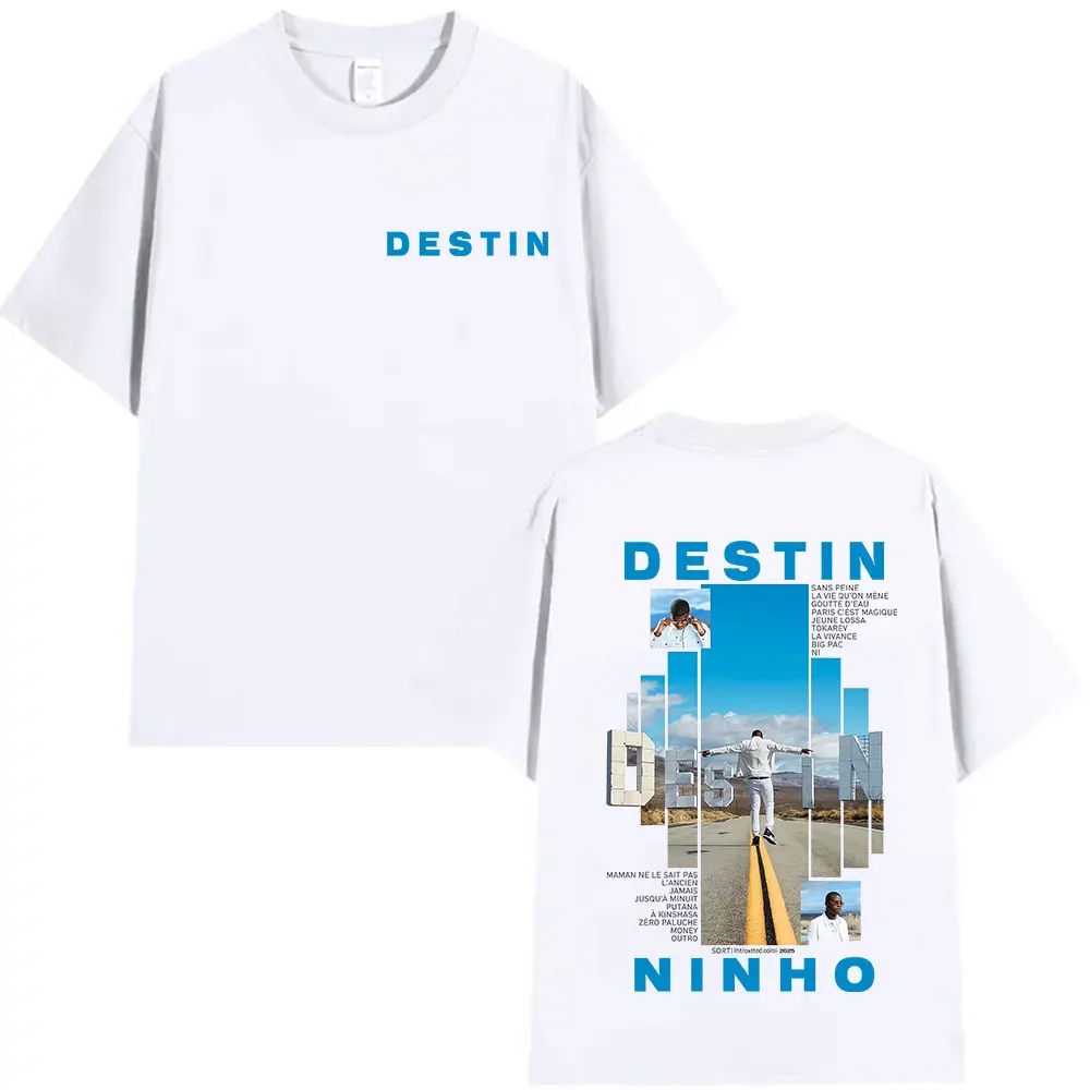 Rapper NINHO DESTIN Tour 2025 Graphic T Shirt Men's Summer Fashion Oversized Cotton T-shirts Vintage Hip Hop T-shirt Streetwear