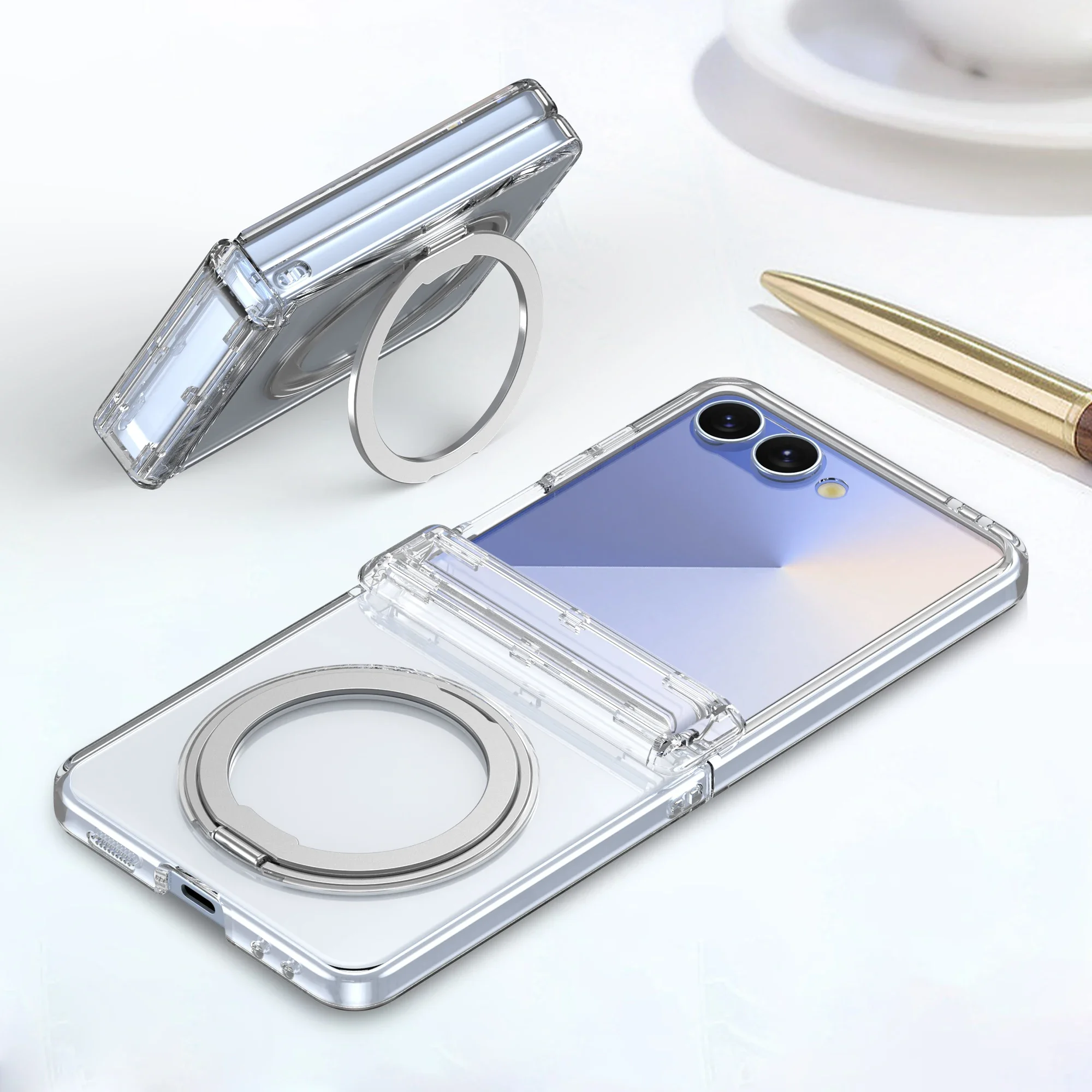 Galvanisierte Magnetische 360° Drehbare Halterung Handyhülle für Samsung Galaxy Z Flip 8 7 6 5 Flip7 Flip6 Scharnier-Schutzabdeckung – Detail 14
