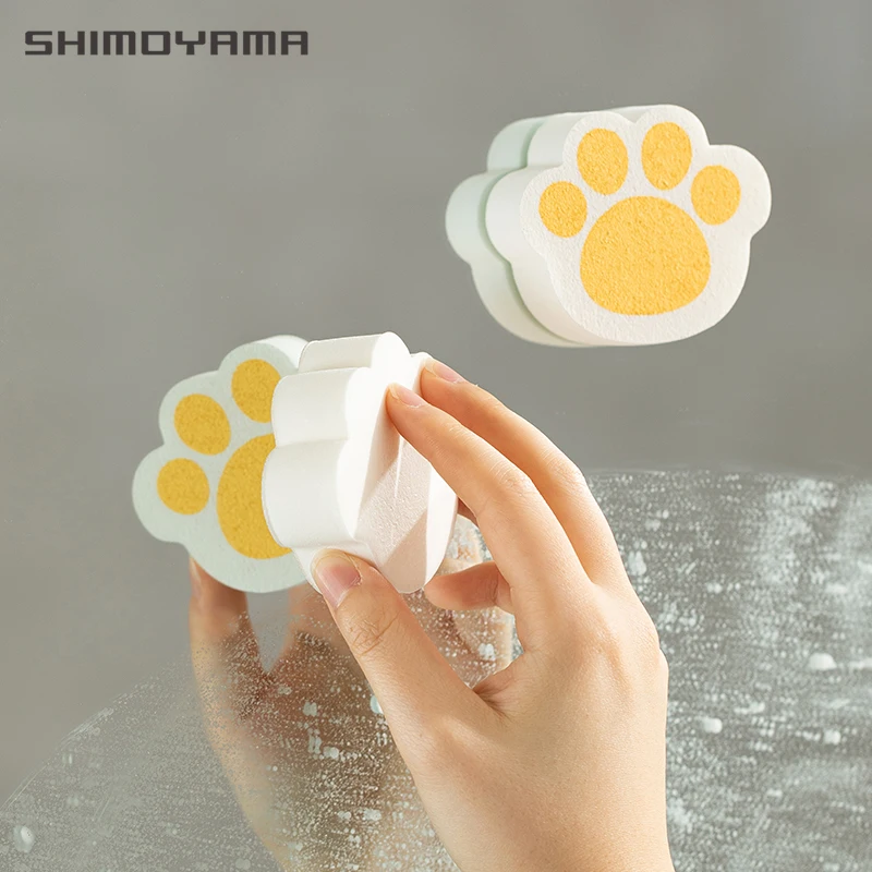 Aisen Japan Mirror Glass Wipe Cat Claw Cute Glass Cleaning Brush Adhesive Removal Magic Sponge Cleaner Kitchen Bathroom