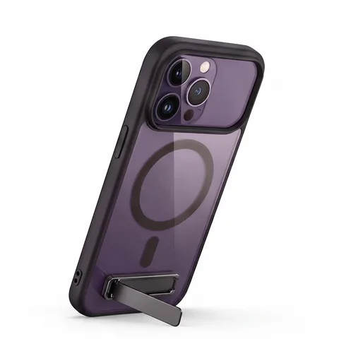 Clear Black Magnetic Cover with Foldable Stand for iPhone 17 11 13 Series 14 16 15 Pro Max 12 Mini Anti Yellow Case Cover Slim