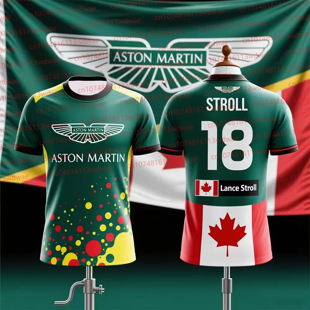 

Футболка с рукавами Aston Martin Store, модная футболка унисекс Canadian Racers Lance Stroll 18, футболка для фитнеса на открытом воздухе, мотоциклетная футболка