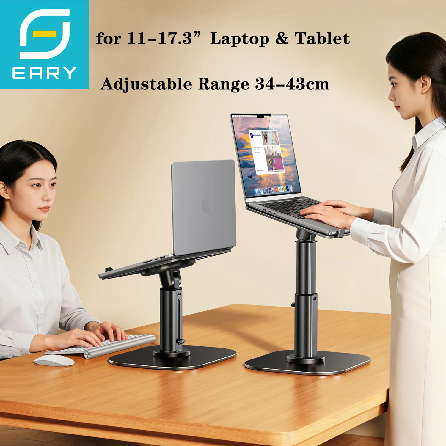 Eary Adjustable Laptop Stand Riser Portable Metal Computer Stand for Desk Ergonomic Notebook Holder for MacBook Air Pro 11-17.3