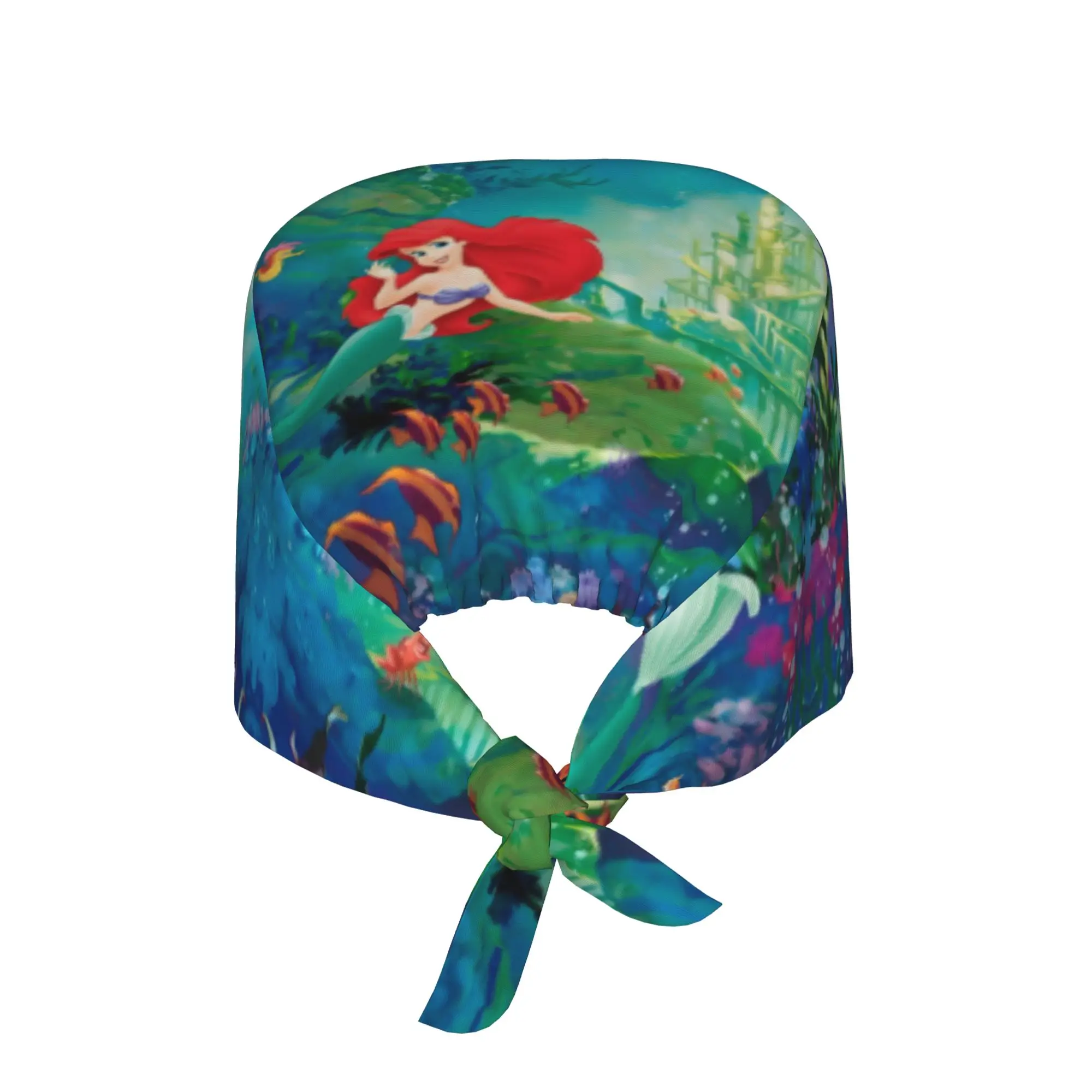 Littles Anime Mermaides Breathable Scrub Hat Surgical Scrub Caps Unisex Nurse Medical Cap Fish Manga Work Scrubs Hat