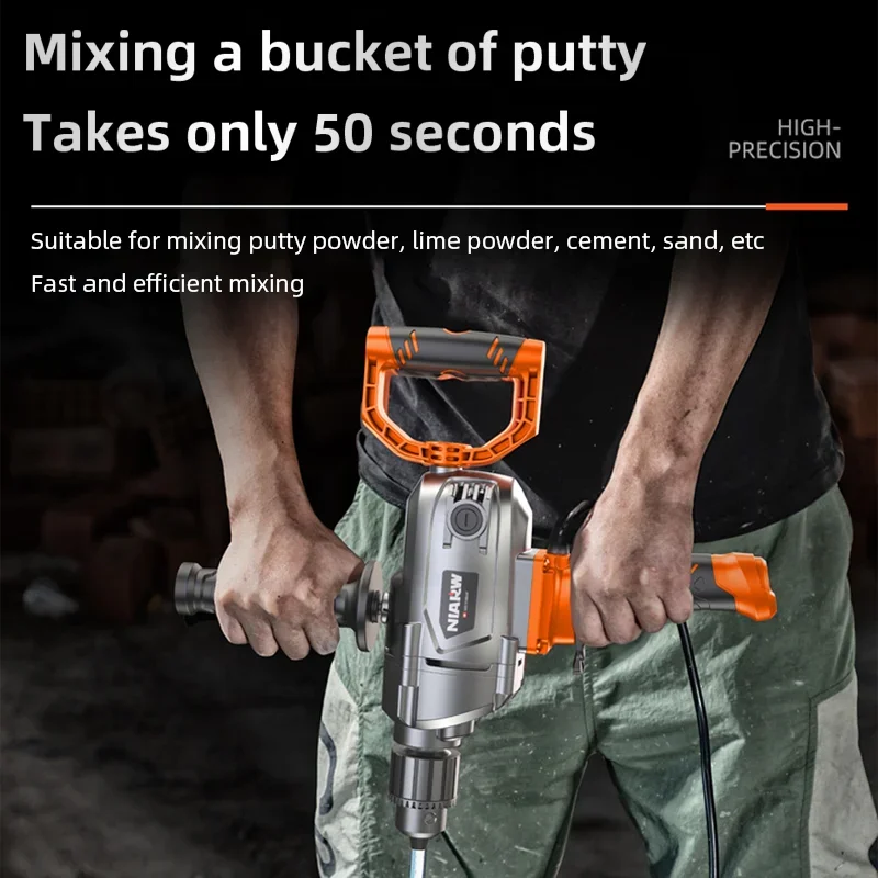 Portable Electric Mixer Drill Multi-Function Putty Mortar Mixing Machine Variable Speed High Power for Home Renovation