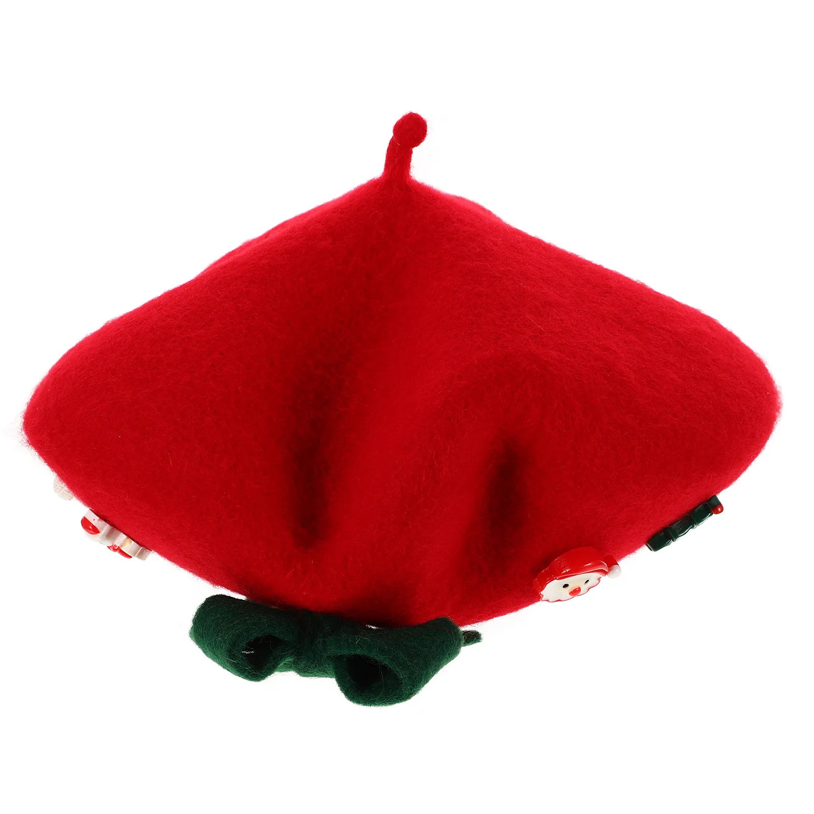 

Рождественский шерстяной берет для женщин и детей с бантом, милый, теплый, праздничный, модный, зимняя шапка-берет, стильный аксессуар