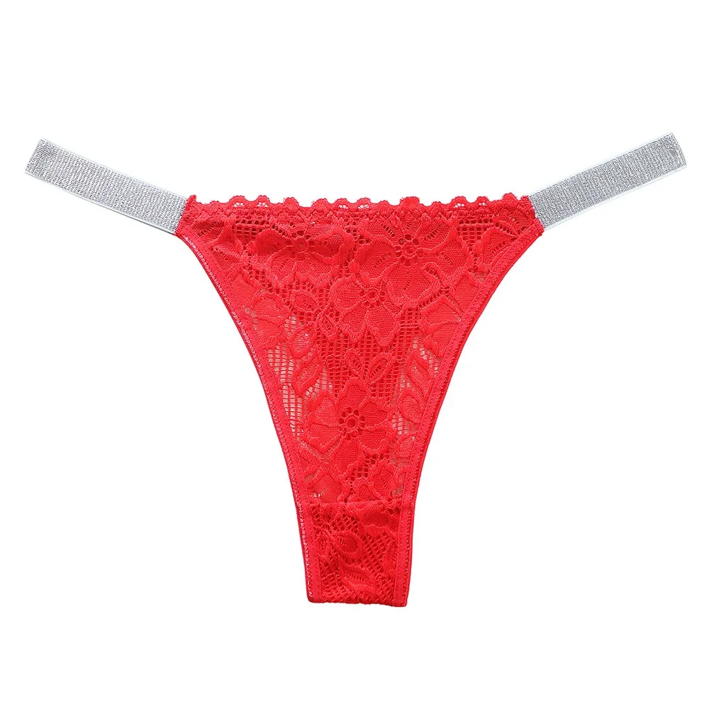 Ins Crystal Lace Flower Panties Transparent Mid Waist Rhinestone Thong Female Underwear Underpants Mesh Briefs Gifts