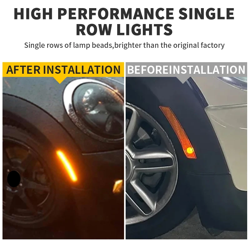 

2PCS Smoked/Clear Lens Front Amber LED Side Marker Lights Turn Signal Repeater Lamps For Mini Cooper R55 R56 R57 R58 R59 R60 R61