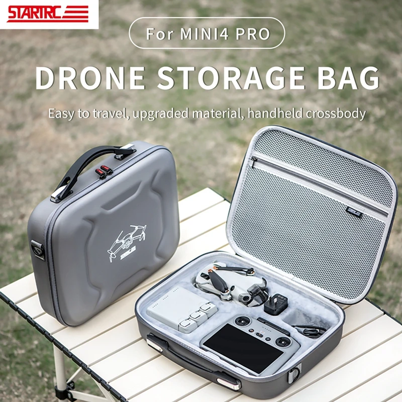 For DJI Mini 4 Pro Storage Bag Drone RC 2 Screen Remote Controller Handbag Splash-proof Shock-absorbing Carrying Case Accessory