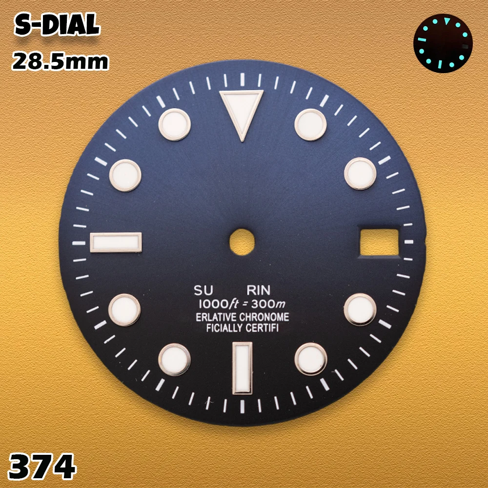 SEI S Logo 28.5mm SUB Gradient Dial NH35/NH36/4R/7S Movements Ice Blue Luminous BGW9 Watches for men Watch Modification