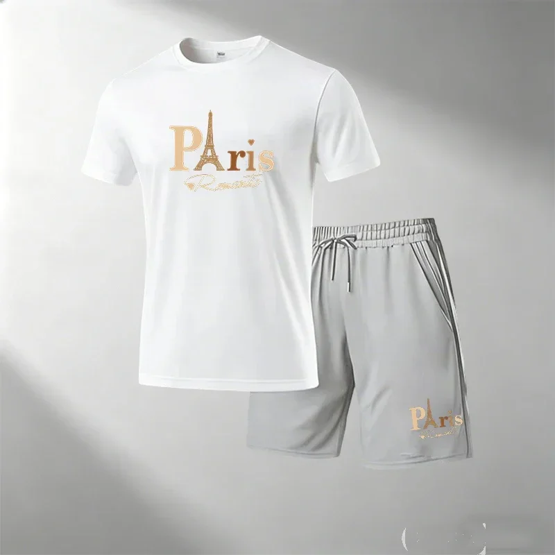 

Ensembles De T-shirts De Mode Urbaine Pour Hommes, Été, Col Rond, Manches Courtes, T-shirt + Short, Respirant, Séchage Rapide,