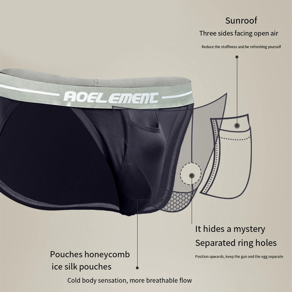 

Men Low Waist Thin Briefs Sexy Breathable Mesh Separated Pouch Underwear Underpants Sports Fashion Panties