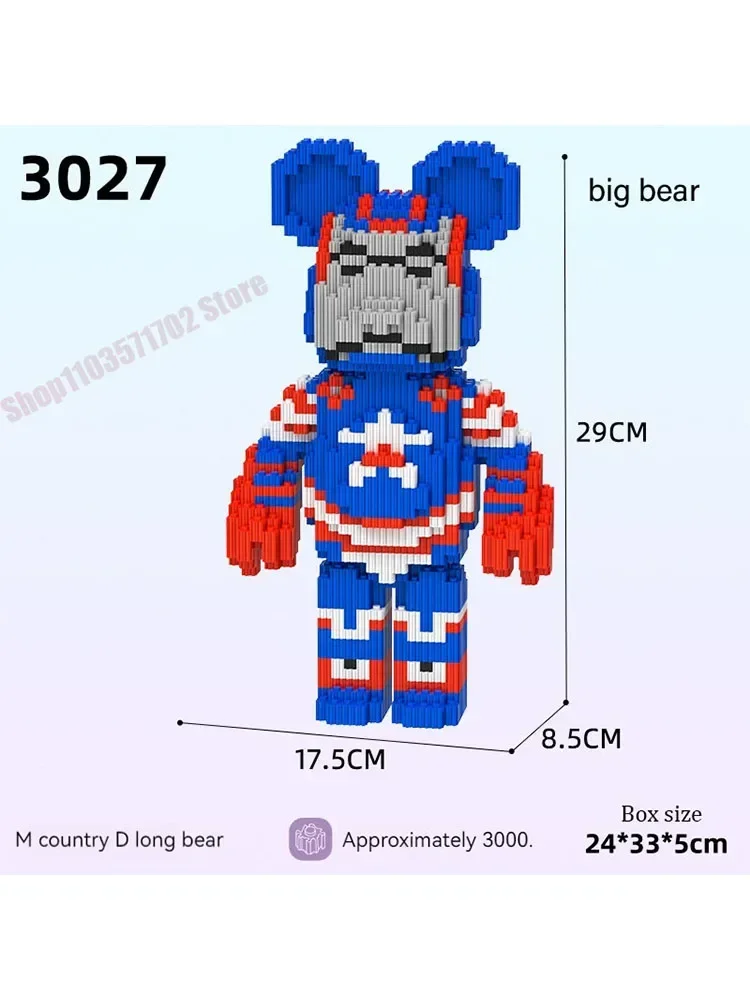 

Cartoon Love Violent Bear 32CM Bearbrick Colour Model Building Block Micro Diamond Bricks Kids Toy Gift Set Giant Fluid Violence