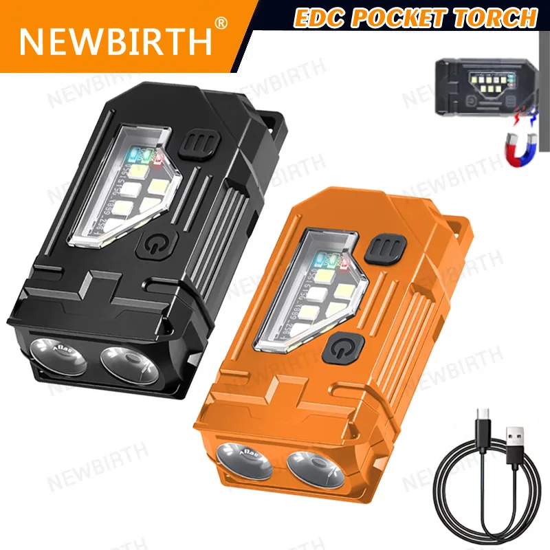 

Mini USB Rechargeable LED Torch Light Portable Magnet Flashlights Super Bright Camping Lantern Side Red+blue COB Emergency light