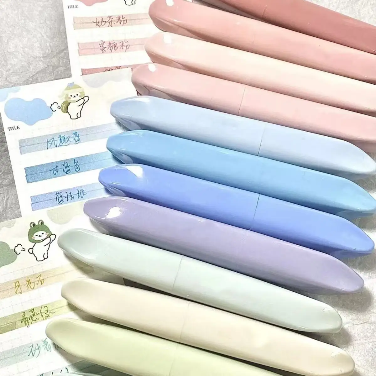 

12pcs Chisel tip Light Color Highlighter Pen Set, For Underline, Back To School, School Supplies