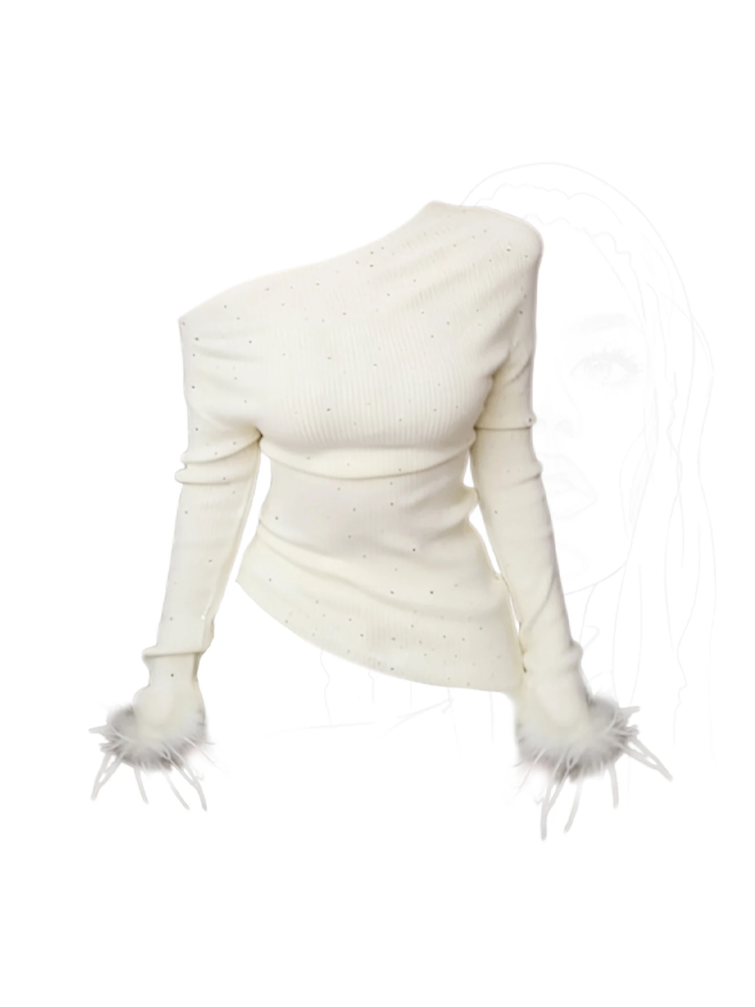 

Women White T-shirt Y2k Gyaru Tee Top 2000s Vintage Aesthetic Long Sleeve Dropped Shoulders Knit T-shirt Clothes Spring Autumn