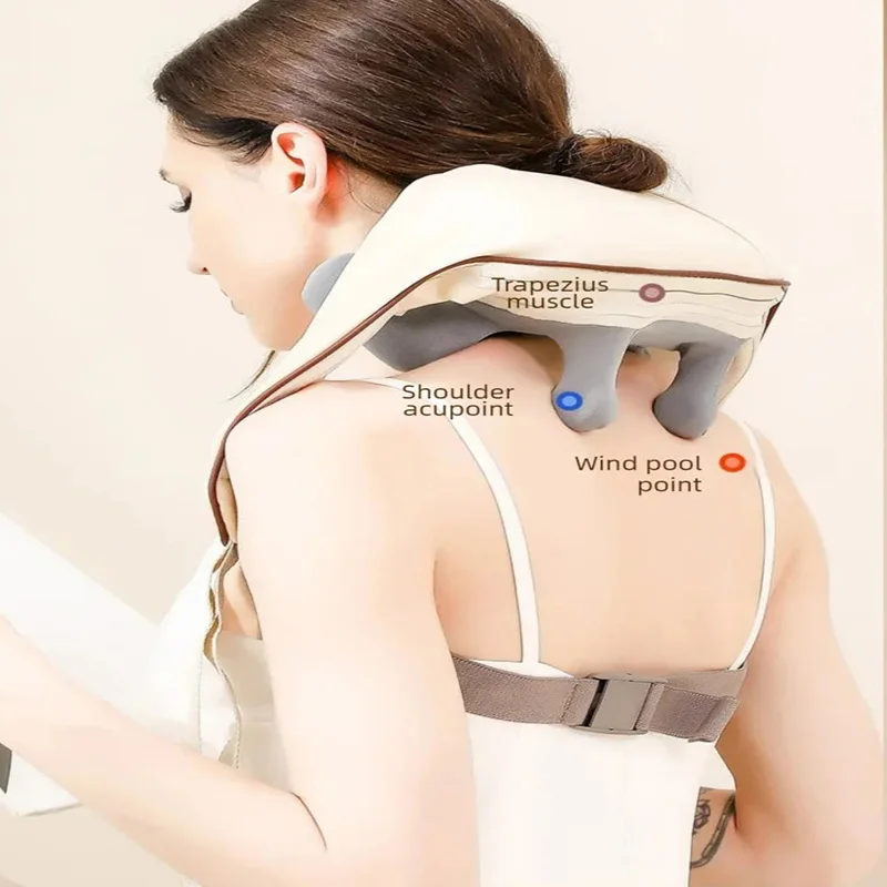 Multifunction Electric Massage Wrap Neck Should Back Kneading Shiatsu Hot Compression Trapezius Muscle Relief Massage Shawl