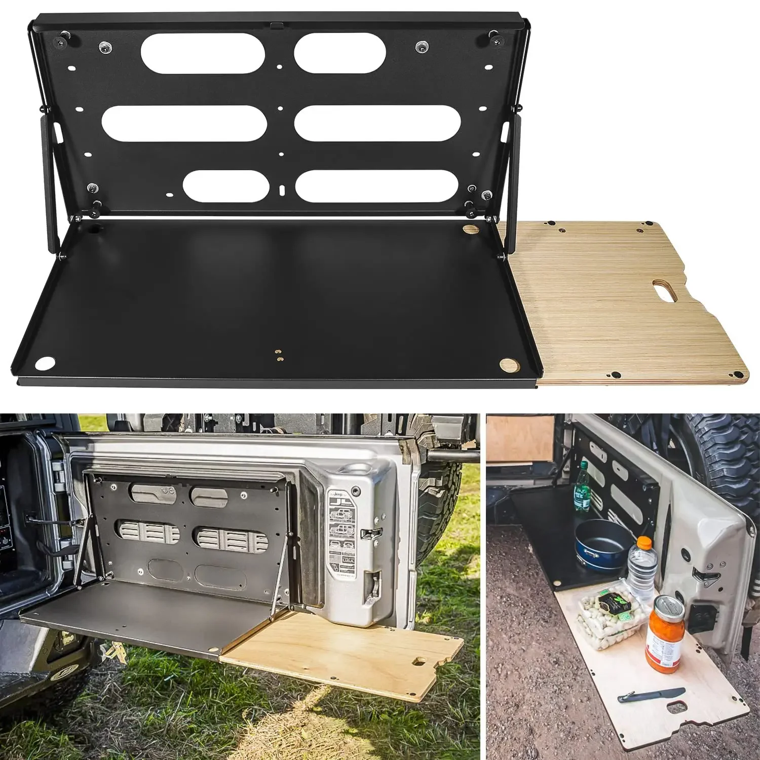 Pull-down tailgate table, rear door folding table, shelf storage box, luggage rack carrier