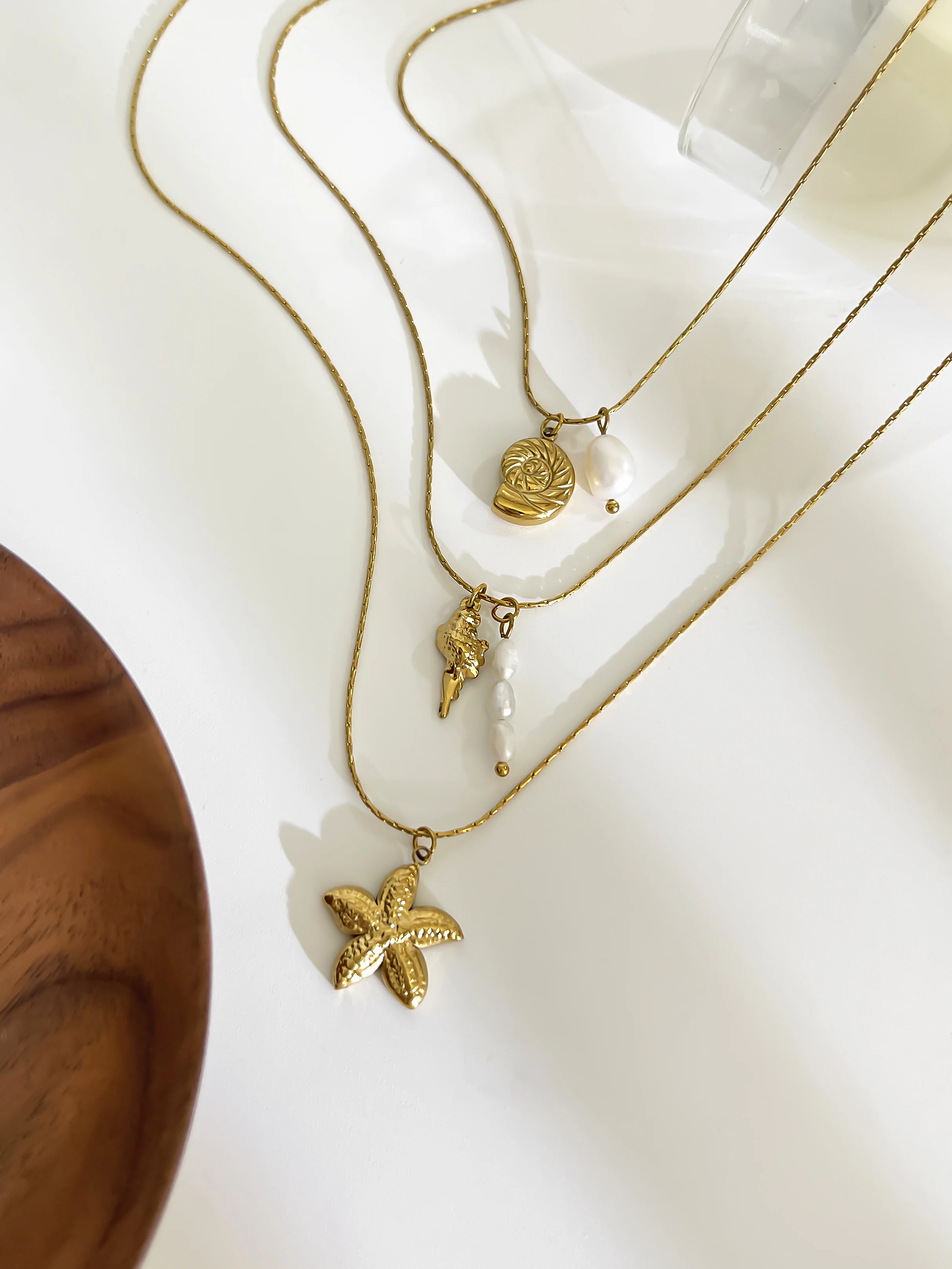 Peri\'sbox Waterproof Beach Party Holiday Jewelry Natural Freshwater Pearl Conch Starfish Pendant Necklace Women Trendy Accessory