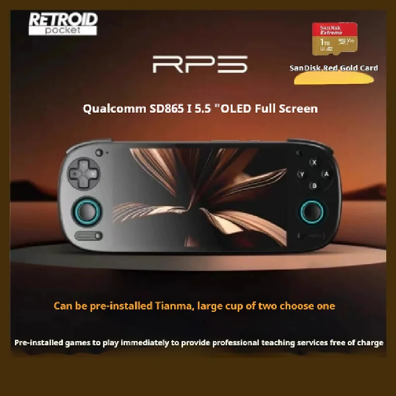 New Retroid Pocket 5 Sd865 5.5 Inch Oled Hd Screen Bluetooth 5.1 Android 5000mah Battery Android Handheld Game Console