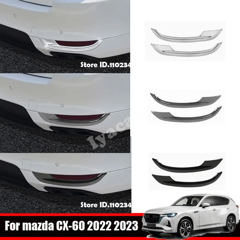 For Mazda CX-60 CX60 CX 60 2022 2023 2024 ABS Chrome Rear Reflector Fog Light Lamp strip Cover Sticker Decoration Accessories