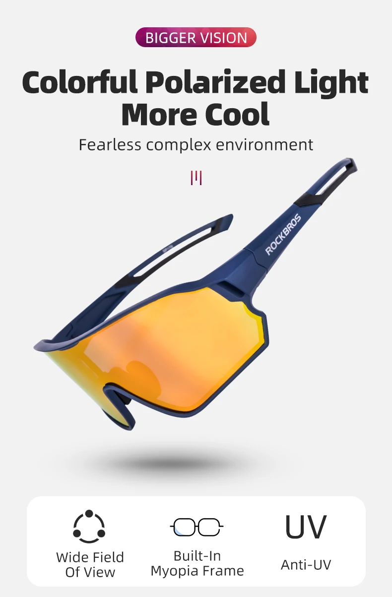 ROCKBROS Fahrradbrille Polarisiert / Photochrom UV400 Sonnenschutz Sportbrille Fahrradsonnenbrille MTB Rennradbrille – Detail 1
