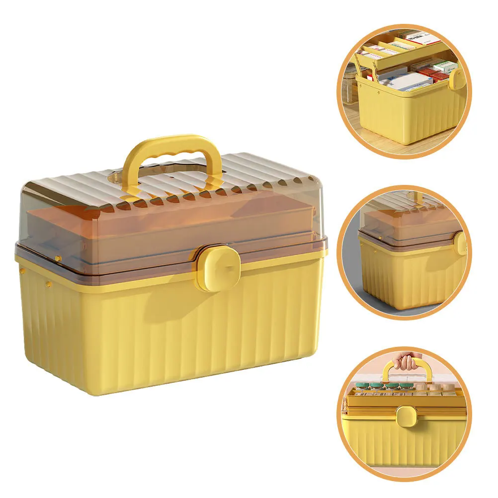 Large Aid Box Portable Medicine Storage Case Organizer Handle Multi Layer Emergency Medicine Holder Household