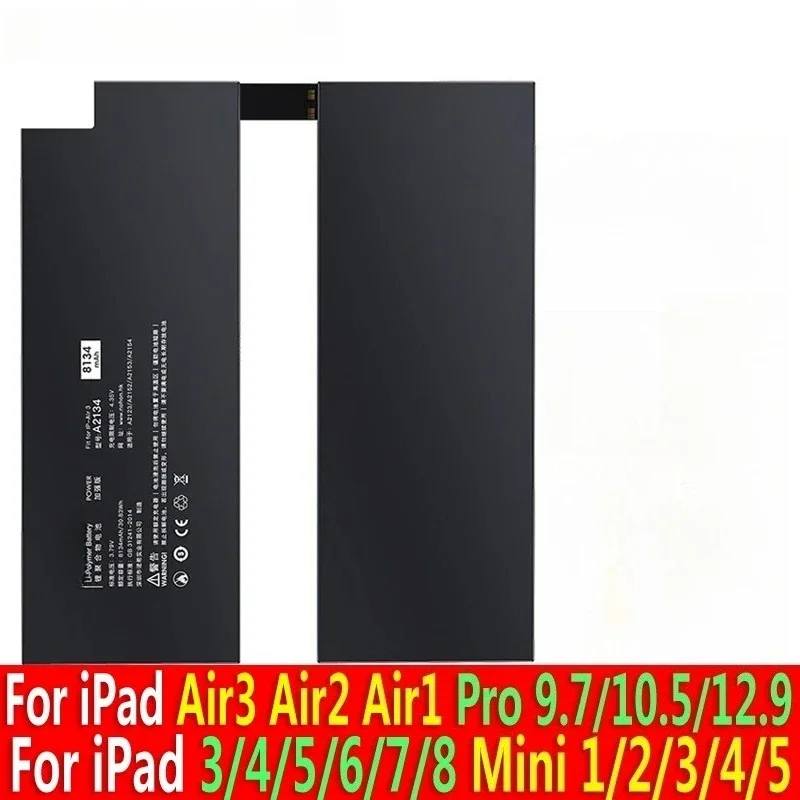 New Battery for IPad Air 3 2 1 Mini 1 2 3 4 5 6 Bateria for IPad 5 6 7 8  Pro 12.9 11  A1337 A1822 A1474 A1674 A1458 A1584 A1670