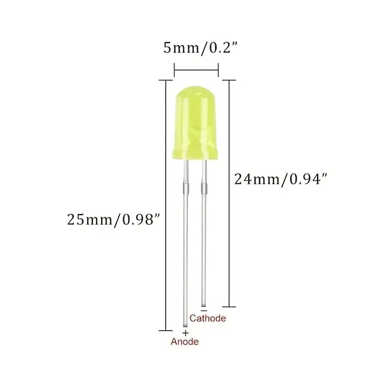 500Pcs Box 5mm LED Diode Yellow Red Blue Green White Assortment Light DIY Kit Light Emitting Diode Set