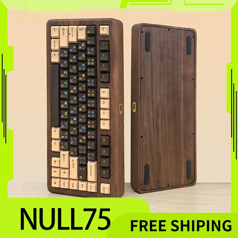 

Zaoyi Null75 Wood Keyboard Kit Wriless Bluetooth Three Mode Customized Hot Swap Gasket 81keys Walnut Wood Gaming Accessories