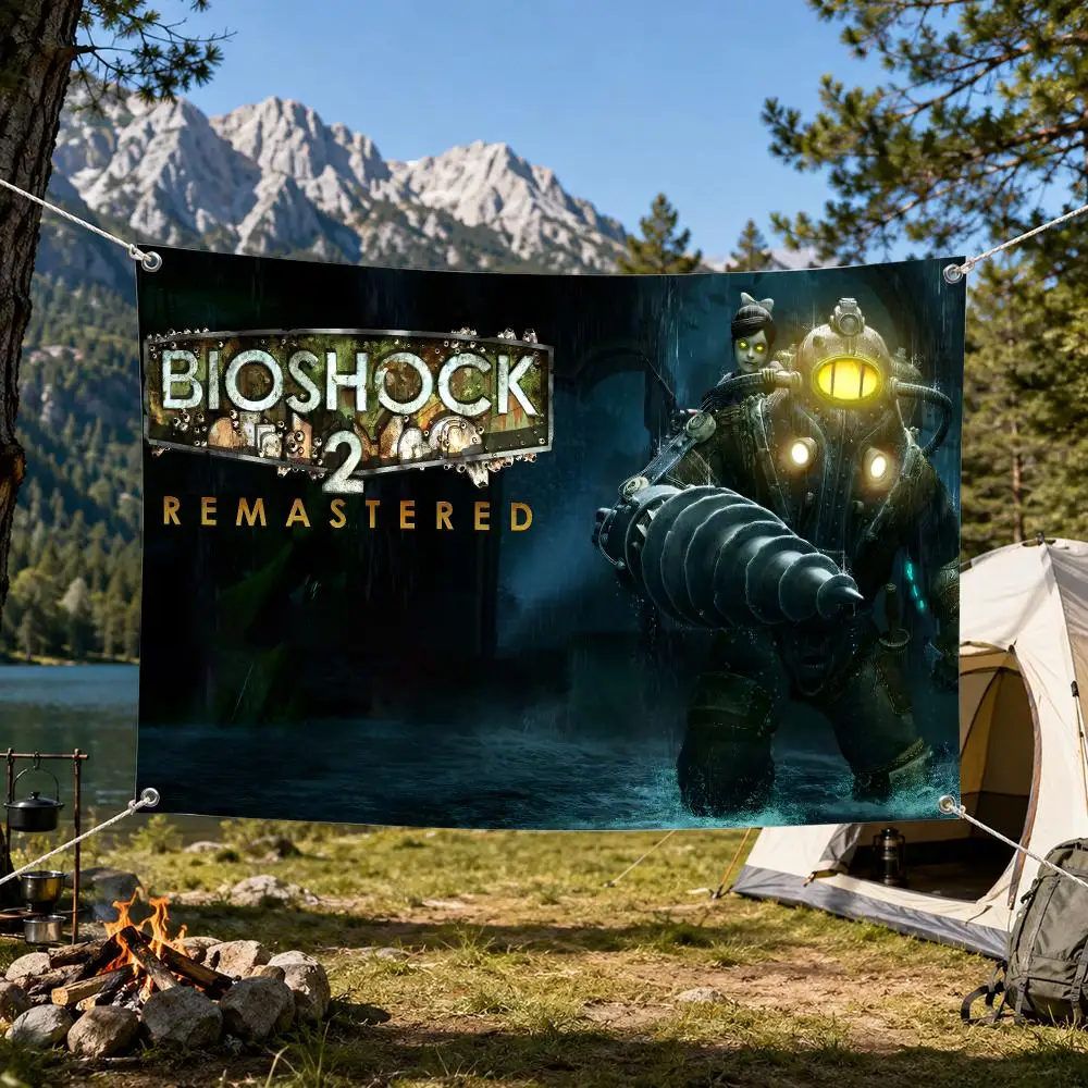 Game B-BioShock I-Infinite Flags Aesthetic Wall Tapestry Printed Wall Hanging Living Room Party Outdoor Decor