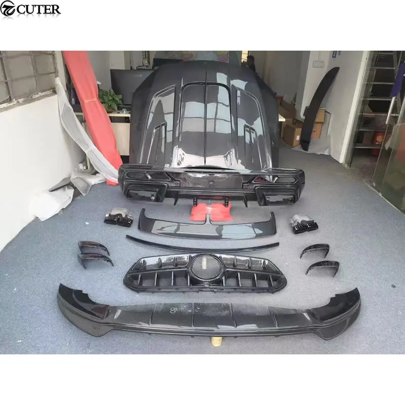 W167 C167 GLE Coupe Gle63 GLE53 Carbon Fiber Front Lip Rear Diffuser Rear Spoiler Engine Hood for Benz W167 GLE Car Body Kit view 6