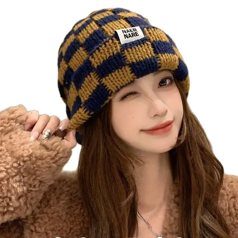 قبعة نسائية منقوشة منقوشة ، قبعات دافئة ، جمجمة ، أخضر ، أحمر ، عيد الميلاد ، شتاء ، علامة تجارية جديدة وفاخرة ، حجم كبير #2