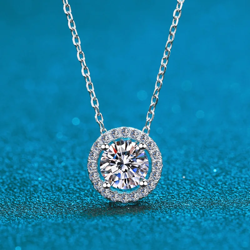 Smyoue 1CT D Farbe Runde Moissanit Anhänger für Frauen Funkelnden Diamant Halskette 6,5mm Stein 100% S925 Sterling Silber schmuck