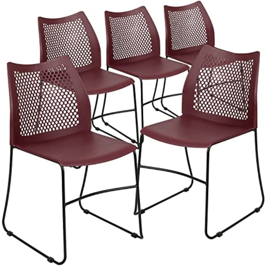 

Series 5 Pack 661 lb. Capacity Bury Stack Chair with Air-Vent Back and Black Powder Coated Sled Base