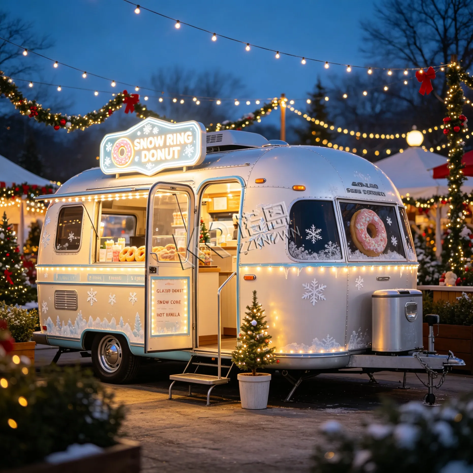New Design Horse Trailer Food Truck Ice Cream Fast Food Truck Outdoor Mobile Food Trailer with Concession Window