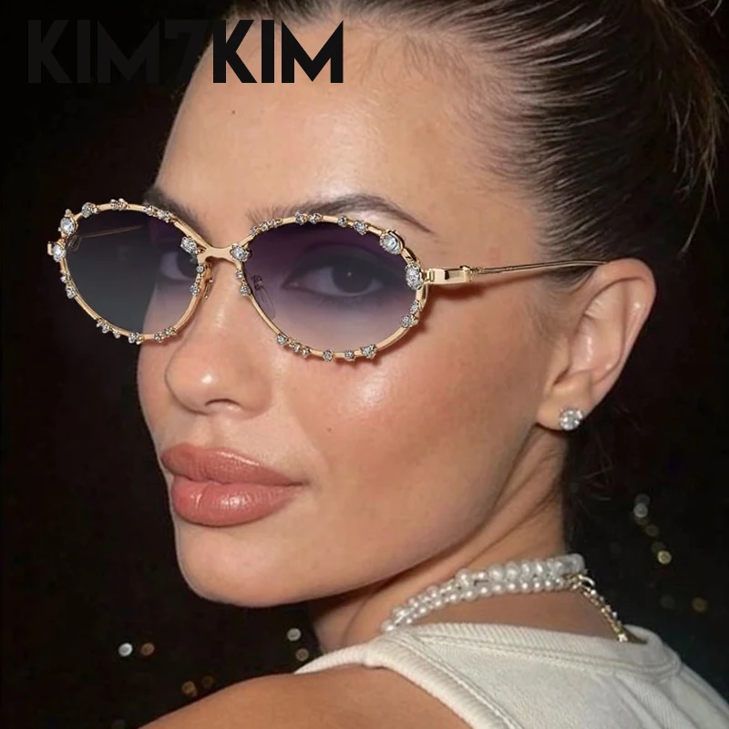

Y2K Punk Small Oval Sunglasses Women 2025 Luxury Brand Fashion Metal Frame Sun Glasses Sexy Rhinestone Eyewear For Ladies Shades
