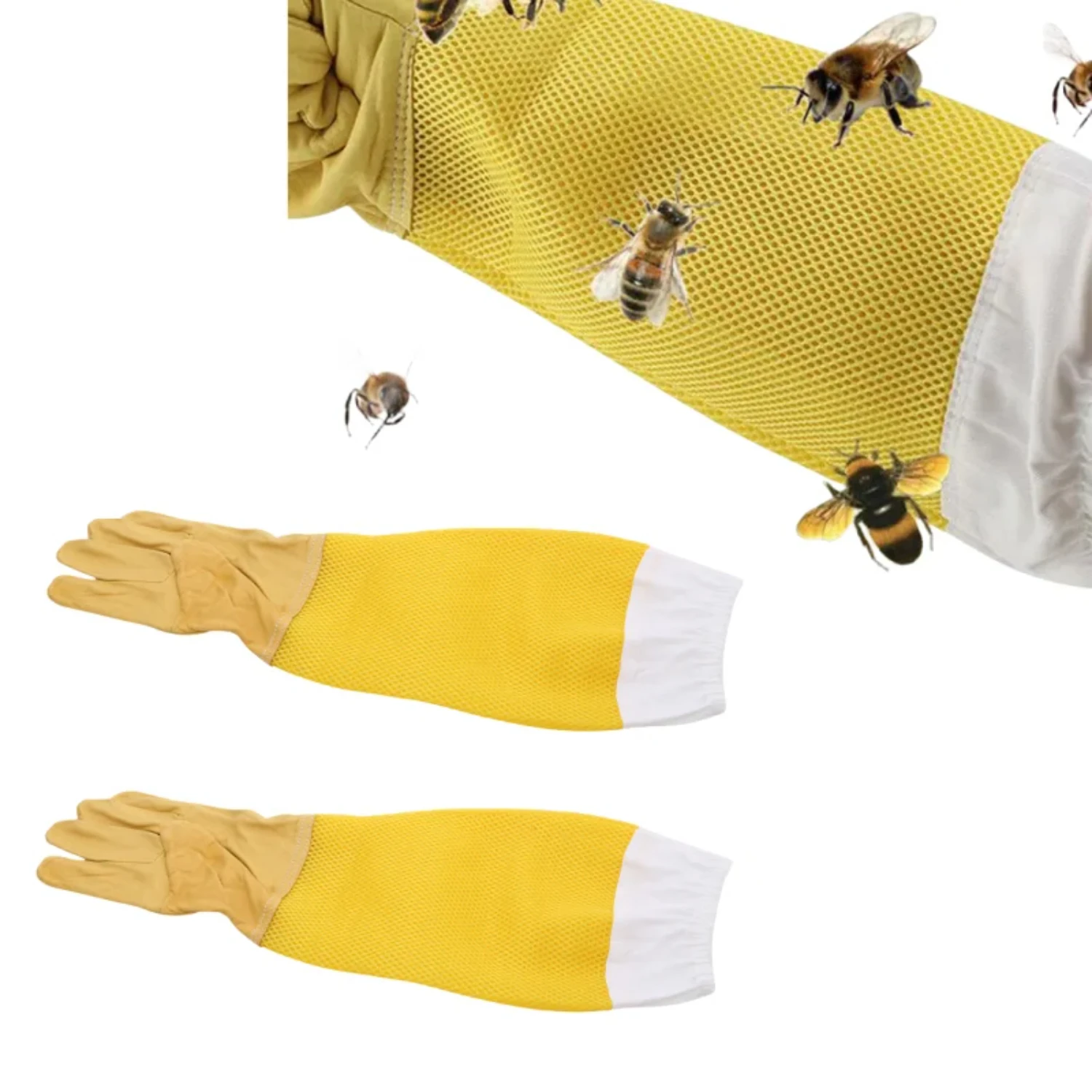 Protective Vented Long Sleeves Beekeeping Gloves - High-Quality Goatskin Material for Ultimate Beekeeping Safety and Comfort - E