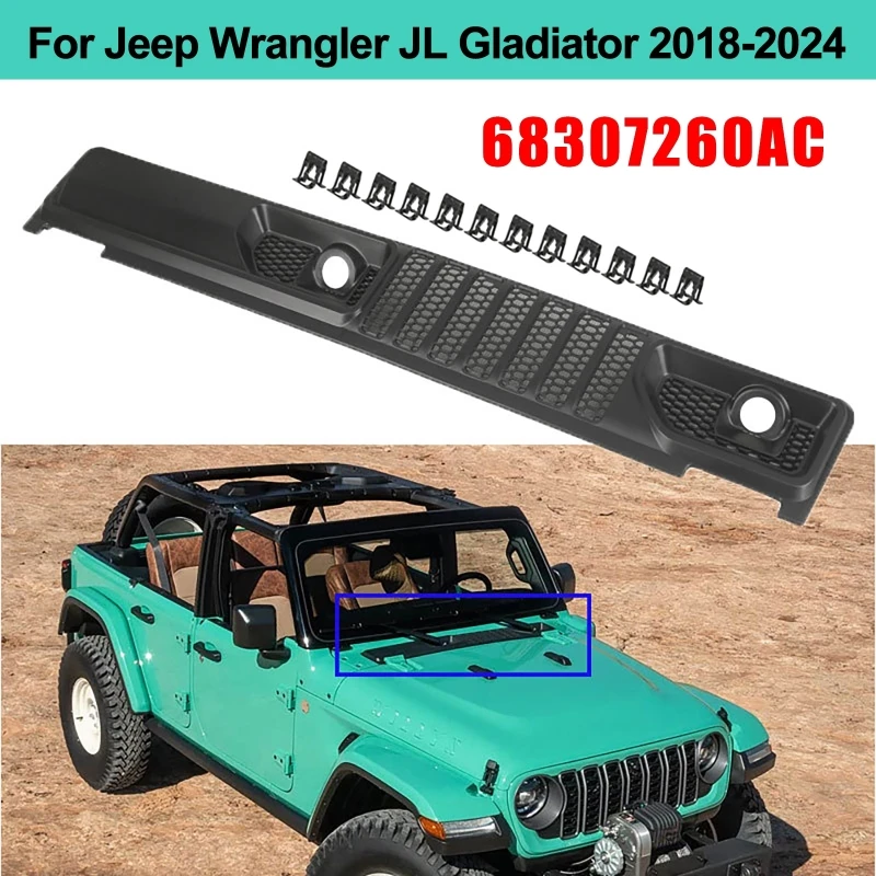 

Car Wiper Cowl Panel Grille Windshield Grille Cover ABS Plastic Fit for Wrangler JL/JT 2018-2026 68307260AC