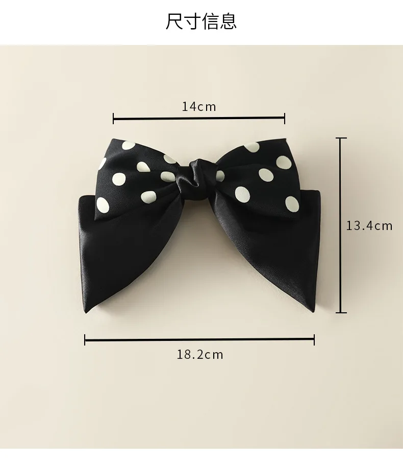 Large Size Bowknot Hairclip Barrette Black and White Dot Fashion Korean Fashion Hairpins for Women and Girls