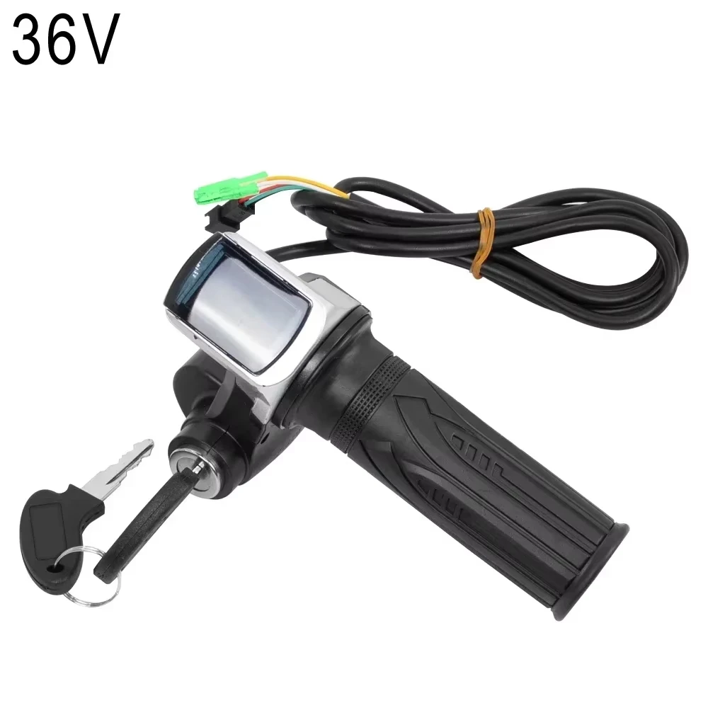 Throttle Grip E-bike Handlebar with Lock Ebike 36V 48V  Electric Bicycle Scooter Accelerator Power Indicator Key LED Display image 1